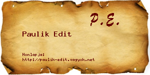 Paulik Edit névjegykártya